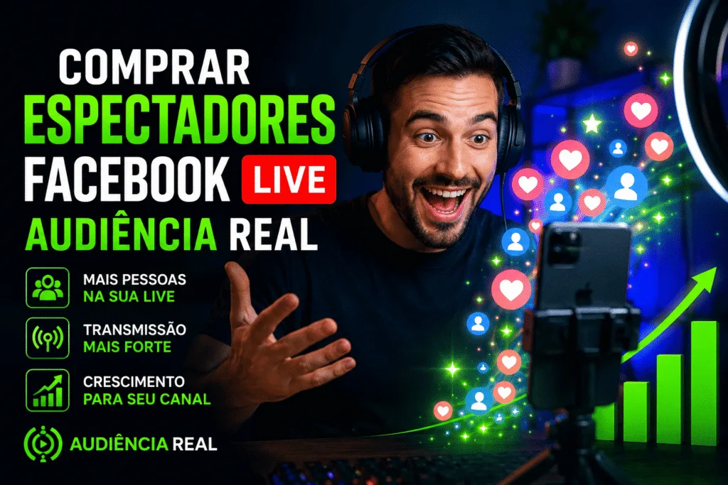 Comprar espectadores Facebook Live ajuda sua transmissão a ter mais presença, movimento visual e prova social sem pedir senha.