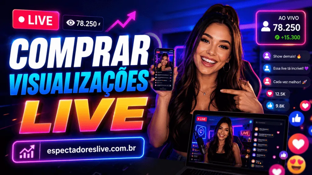 Comprar visualizações live ajuda sua transmissão a ter mais presença, movimento e prova social sem pedir senha. Veja planos no site.