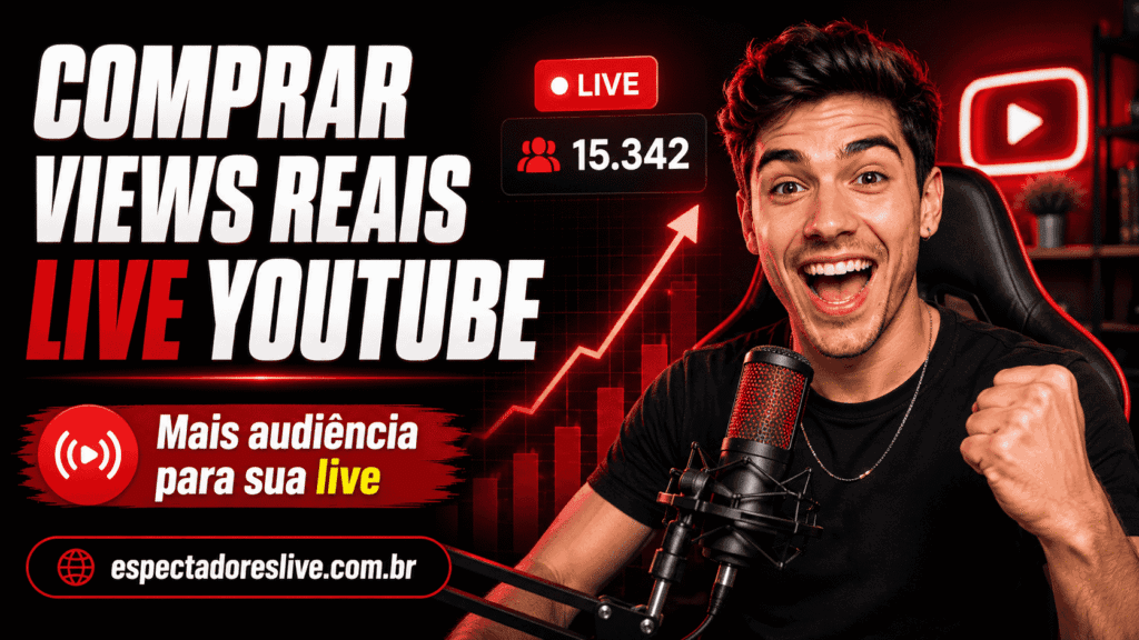 Comprar views live YouTube ajuda sua transmissão a ter mais presença, movimento e prova social sem pedir senha. Veja pacotes no site.