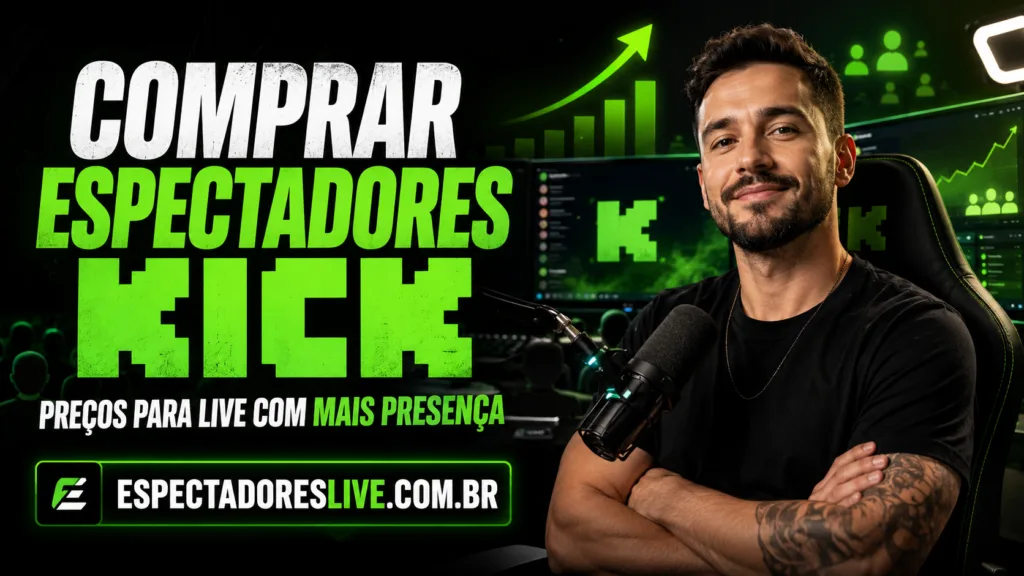 Comprar espectadores Kick: veja preços por duração, entenda como funciona e reforce a presença da live sem enviar a senha do canal.
